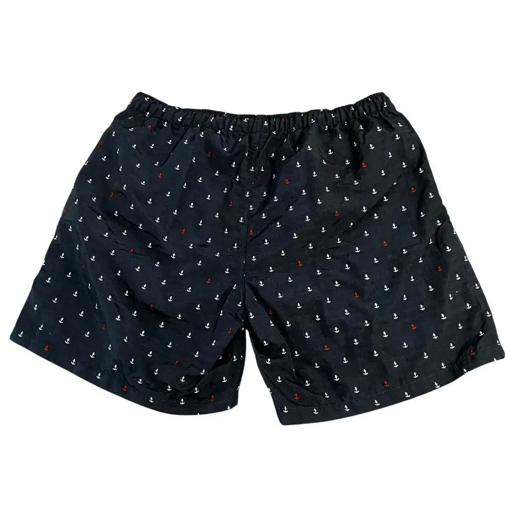 Rioman Men's Swim Trunks Medium Blue Nautical Anchors Preppy Inner Mesh Lining
